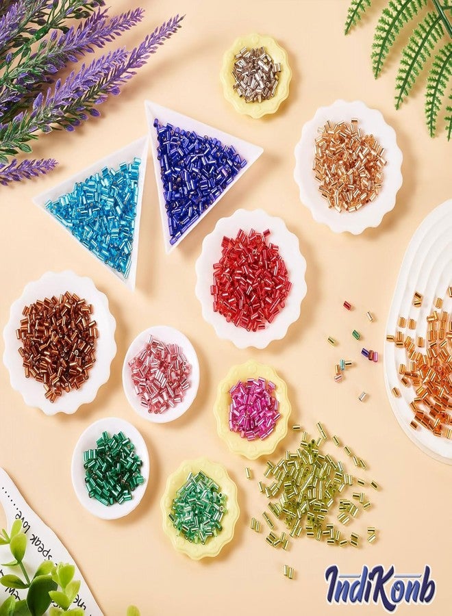 INDIKONB Cutdana Small Cut Cylinder Tube Beads | Beads for Jewellery Making and Embroidery Work (CUTDANA - Rainbow), Multicolor - Image 3